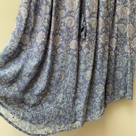 EAST Full Long Maxi Skirt Size Large Chiffon Asymmetrical Hem Gypsy Boho Sequins - Picture 5 of 11